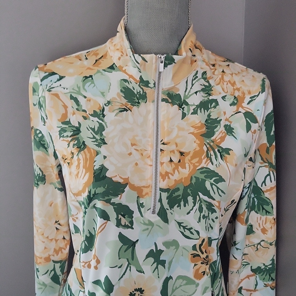 Laura Ashley Floral Quarter Zip Yoga Pullover